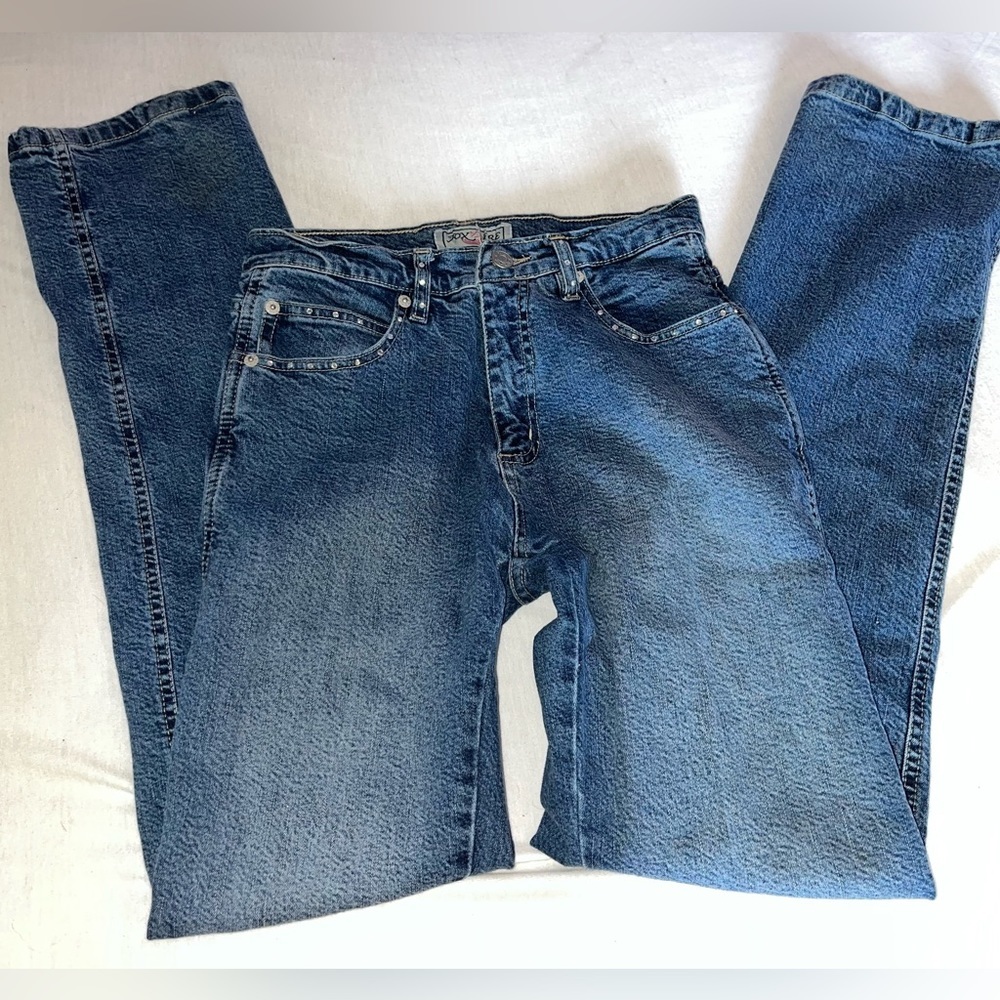 Y2k Vintage Fox Fire Relaxed Mom Jeans Rhinestones Size 5